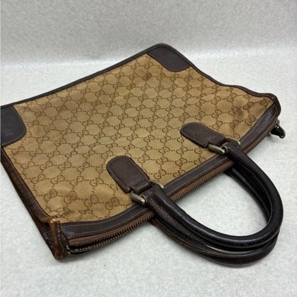 Gucci Brown and Tan Monogram Satchel - Picture 15 of 16